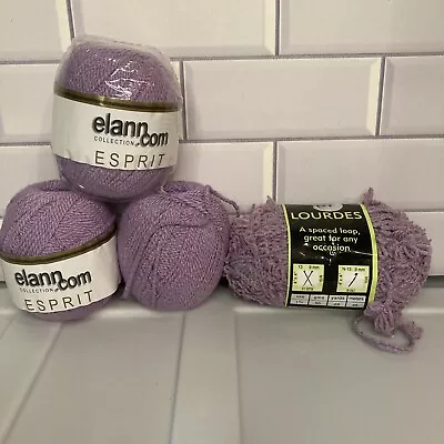 Lot Of Esprit Elann.com Collection 3 Skeins Cotton & Elastic Yarn Lavender + • $14.99
