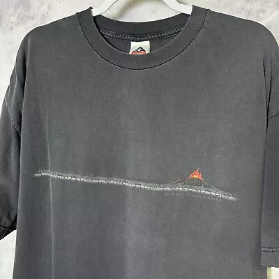 Vintage Hawaii Volcanoes T Shirt Mens 2XL Faded Black Y2k 90s • $27.95