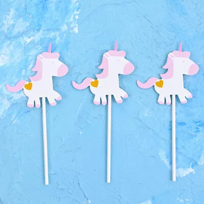  24 Pcs Pink Baby Wedding Cake Toppers Unicorn Cupcake Picks • £4.58