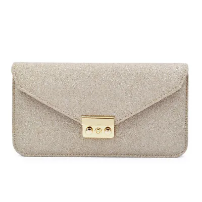 £16.70 • Buy Premium Metallic Glitter Envelope Flap Clutch Evening Bag Handbag - Diff Colors