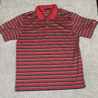 Nike Tiger Woods Collection Polo Golf Shirt Red Black Striped Size XL MSOE Logo • $19.95