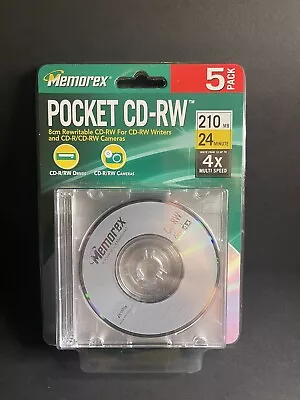  Memorex Pocket CD-RW 8cm Rewritable 210 MB 24 Minute 4x  5-Pack • $13