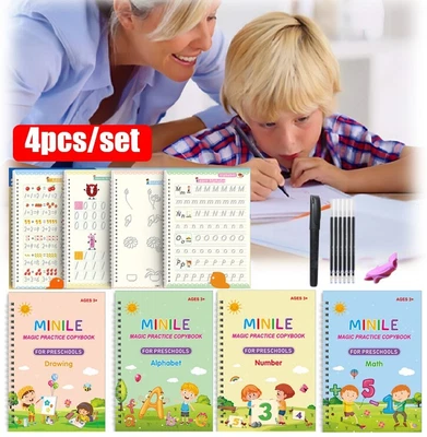 £8.79 • Buy 4 Copys Kids Magic Handwriting Copybook Reused Groove Practice Calligraphy Books