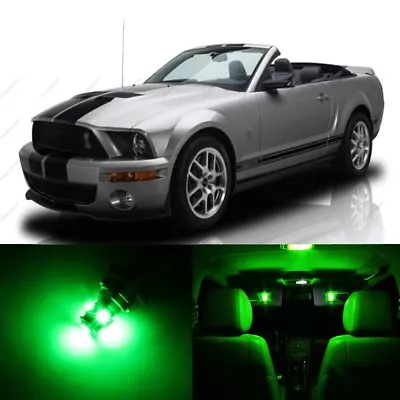 7 X Green LED Interior Light Package For 2005 - 2009 Ford Mustang + PRY TOOL • $9.99