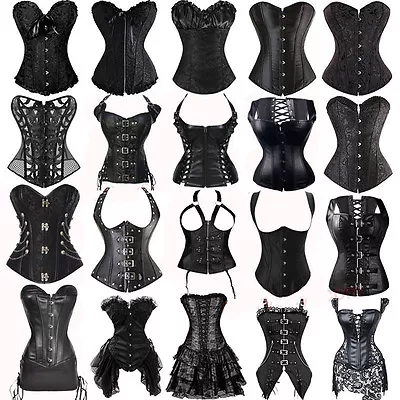 £14.99 • Buy Women Bustier Corset Black Waist Training Basque Overbust Underbust Plus Size UK