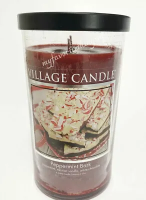 Village Candle Christmas Peppermint Bark 24 Oz Candle Metal Lid New Free Ship • $44.90