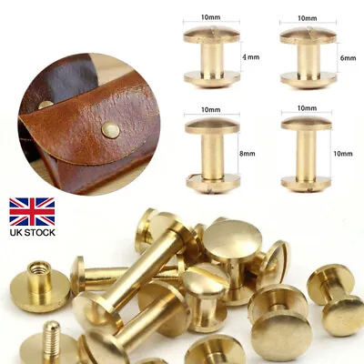 £4.54 • Buy 10x Arc Belt Screw Leather Craft Chicago Nail Brass Solid Rivet Stud Head 4-10mm