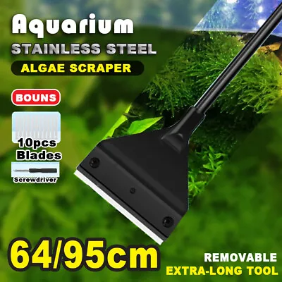 $11.99 • Buy 25.6 /35.4  Aquarium Stainless Steel Algae Scraper Blade Fish Tank Glass Cleaner