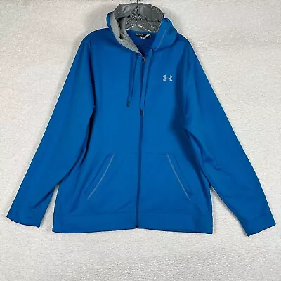 Under Armour Hoodie Sweater Full Zip Mens Size XL Blue Regular Fit Outdoor Logo • $12.99