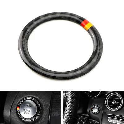 Carbon Fiber Engine Push Start Button Ring W/German Flag Stripes For Mercedes  • $9.99