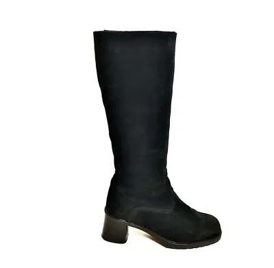 Vintage La CANADIENNE Black Suede Tall Zip Boots Size 8 M • $54.99