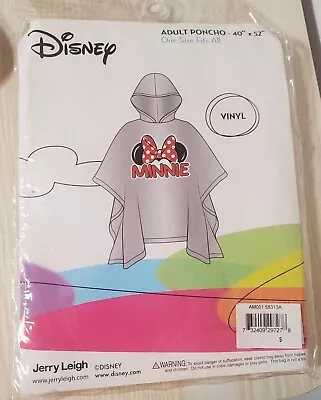 Disney Minnie Mouse Adult Rain Poncho One Size Fits All 40  X 52  Jerry Leigh • $9.99