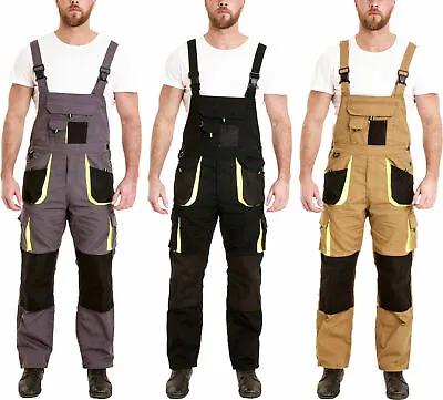 Mens Work Dungarees Bib And Brace Overall Working Trousers Multi Pockets Pants • $34.99