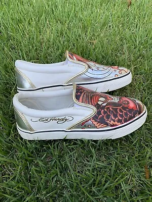 Y2K Ed Hardy Koi Fish Slip On Sneakers Sz.7 • $65