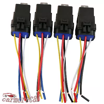 4 Pack 5 Pin & Wire Heavy Duty Car Auto Relay 12V 40 Amp Waterproof Plug Socket • $17.94