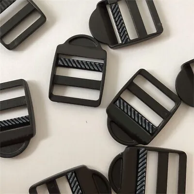 Black Plastic Ladder Lock Rucksack Sliders Buckles For 25mm - 50mm Webbing Strap • £4.19