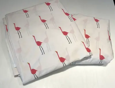 Martha Stewart Collection FULL 1 Fitted 1 Flat Flamingo Print Sheets 100% Cotton • $42