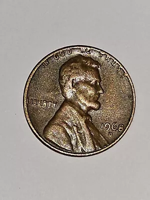 1968-D Lincoln Cent  L  &  In God We Trust  Touching RIM Error • $750