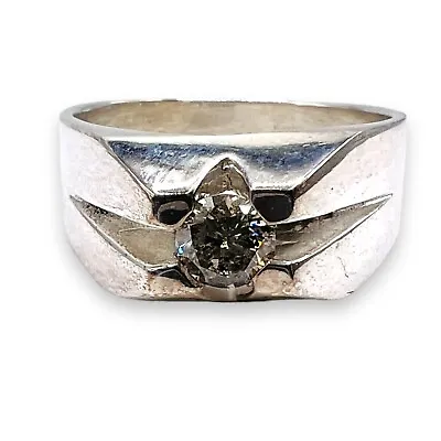 Natural Diamond Round 925 Silver Men's Ring Size 7.25 • $355