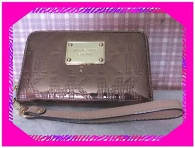 MICHAEL KORS ELECTRONICS Brown Mirror Metallic Leather Medium WALLET Nwtag 70% • $33