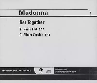 Madonna: Get Together PROMO MUSIC AUDIO CD Radio Edit Album 2trk PRO-CDR-101804 • $14.99