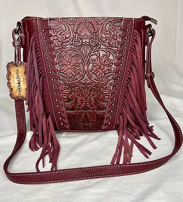 Montana West Trinity Ranch Floral Leather Fringe Country Western Crossbody Bag • $69