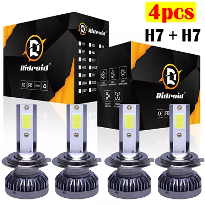 Combo H7+H7 LED Headlight Bulbs Kit High Low Beam Super Bright Xenon White 6000K • $15.99