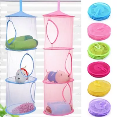 £5.75 • Buy 3 Shelf Hanging Bag Door Holder Net Kids Toy Storage Organizer Closet Hanger UK