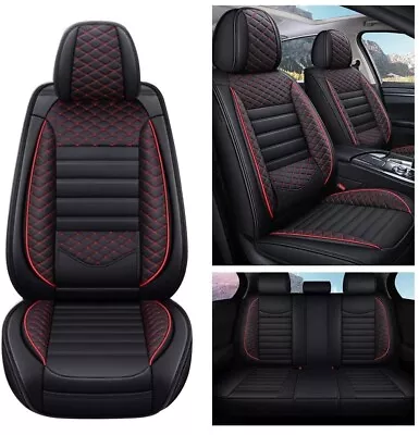 Car Seat Covers 5-Seats For Mercedes-Benz Leather Cushion MH113 Black Red • $105