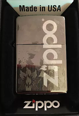 NEW ZIPPO Floral Black Ice Chrome Lighter BNIB 29241 • £32.99