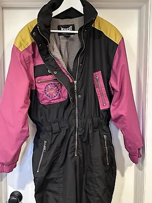 Marker Vintage Black Purple Yellow Women's Ski Snow Suit Nylon Size 12 **read • $48