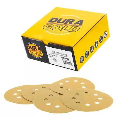 180 Grit - 5  Gold Sanding Discs 8-Hole Hook And Loop For DA Sander - Box Of 50 • $16.99