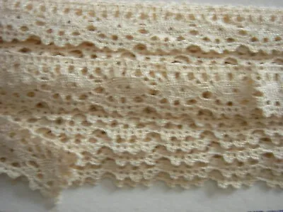 NEW -Ecru Cotton Flat Venetian Type Lace Edging - 1  Wide - 9 1/2 Yds. • $3.99