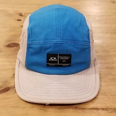 Oakley 5 Panel Hat Cap Strap Back Blue One Size Adjustable Patch Camp • $17.05