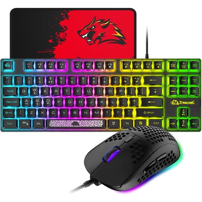 $45.99 • Buy Wired Gaming Keyboard & Mouse Bundles 88 Keys Rainbow Backlit For PC Laptop PS4