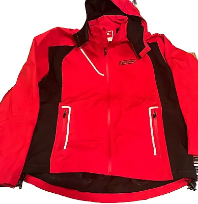 NINTENDO Employee Staff Hooded Rain Jacket Red Mens Large Vintage Rare Mario L • $99.99