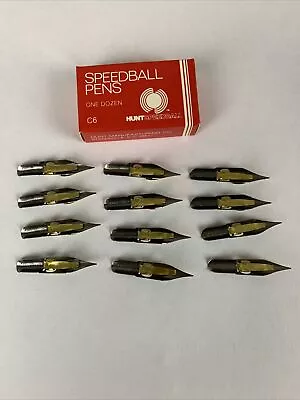 Vintage HUNT SPEEDBALL PENS C-6 Straight/Classic Calligraphy Pen Nibs (12) • $14.99