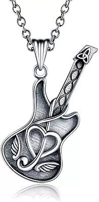 Silver Guitar Cremation Jewelry Ash Guitar Locket Urn Necklace Musical Memorial  • $59.68