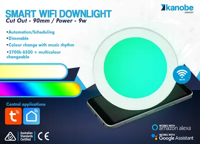 Smart WiFi Downlight - 9W Colour Changing Premium LED's - App Control SAA CE • $25.99