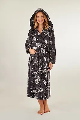 Luxury Floral Velvet Grey Dressing Gown - Long 48'' Length Size S • £30