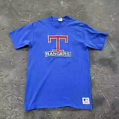 Vintage Texas Rangers Shirt Size XL Made In USA Blue Nutmeg Logo MLB Baseball • $34