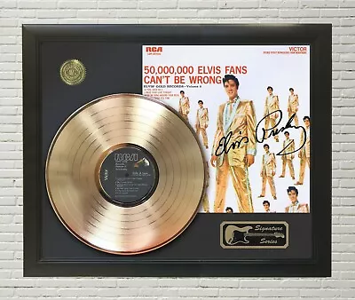 Elvis Presley Framed Black Wood Reproduction Signature Gold LP Display  • $225