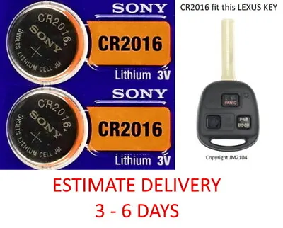 2 Pack - REMOTE KEY FOB BATTERY Fits RX LEXUS COMBO KEY - Sony/Murata CR2016 • $4.99
