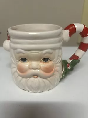 Vintage Ron Gordon Design Christmas Santa Mug Peppermint Striped Handle • $12