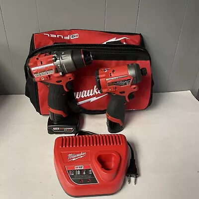 Milwaukee 3497-22 M12 FUEL 12V  Li-Ion 2-Tool Combo Kit W/ 2 Batteries#355 • $187.50