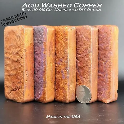 Unfinished Copper Ingots  - 99.9% Cu - 5-Pack - 5lb (2.26kg) Total Weight - XRF • $39.95
