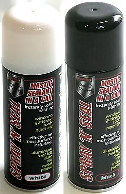 £4.99 • Buy Spray N Seal Mastic Leak Stop Roof Gutter Paint White Black Areosol Spray-300ml