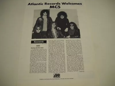 MC5 Welcomed By ATLANTIC Kicking Out The Jams Text/image 1969 CB Promo Poster Ad • $14.50