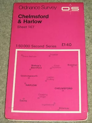 OS Ordnance Survey Landranger Map Sheet 167 Chelmsford & Harlow - 1977 • £1.89