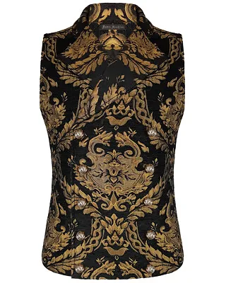 Devil Fashion Mens Vest Waistcoat Black Gold Damask Gothic Steampunk Aristocrat • $77.57